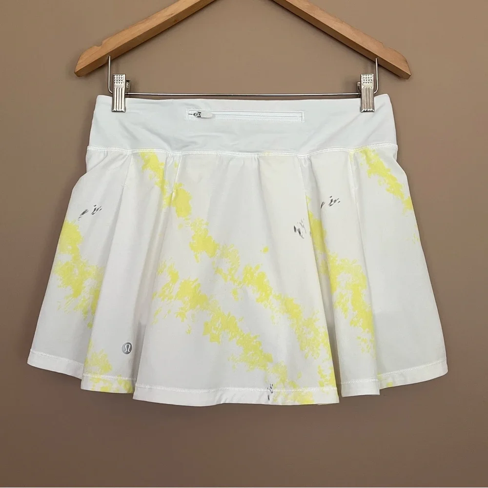 {Lululemon} Pace Rival Mid-Rise Skirt Long in Cross Court Wash Electric Lemon